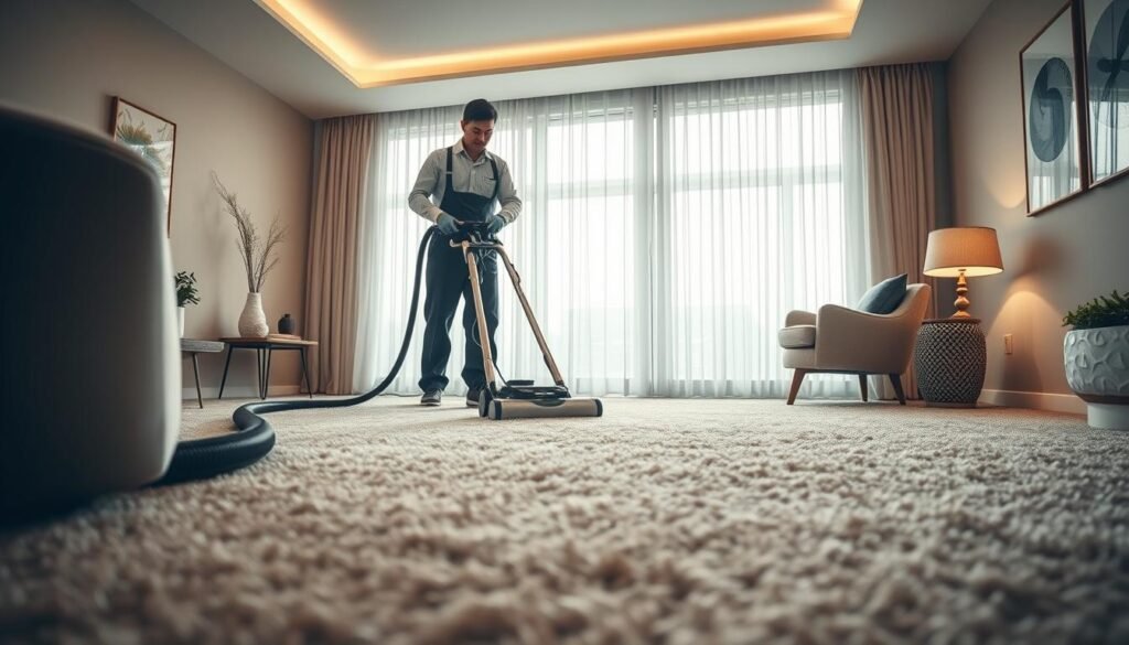 A professional, modern home interior featuring a plush, luxurious iCareCPAP carpet in the center of the frame. The carpet is being thoroughly cleaned by a skilled technician using an advanced, high-powered wet cleaning machine. The room is bathed in warm, soft lighting, creating a calming, serene atmosphere. The background showcases minimalist, Scandinavian-inspired furnishings and decor, allowing the cleaning process to be the focal point. The image conveys the importance of professional carpet cleaning for maintaining the longevity and appearance of high-quality home textiles. A professional, modern home interior featuring a plush, luxurious iCareCPAP carpet in the center of the frame. The carpet is being thoroughly cleaned by a skilled technician using an advanced, high-powered wet cleaning machine. The room is bathed in warm, soft lighting, creating a calming, serene atmosphere. The background showcases minimalist, Scandinavian-inspired furnishings and decor, allowing the cleaning process to be the focal point. The image conveys the importance of professional carpet cleaning for maintaining the longevity and appearance of high-quality home textiles.